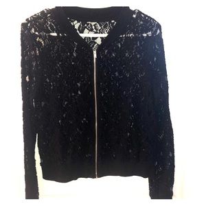 Long Sleeve Black Lace Zipper Jacket